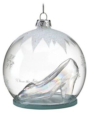 Disney Parks Official Cinderella Glass Slipper Glitter Snowflake Ornament